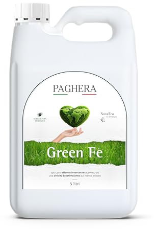 Paghera NovaEra Green Fe 5 litri concime liquido per prato con alghe brune e ferro per un effetto biostimolante, rinverdente ed anti-muschio, Agricoltura Biologica, Made in Italy by Symbiagro