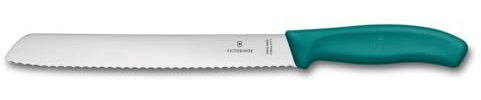 Victorinox Swiss Classic, Professional Bread Knife, Extra Sharp Blade, Serrated Edge, 21 cm, Robust Plastic Handle, Stainless Steel, Green