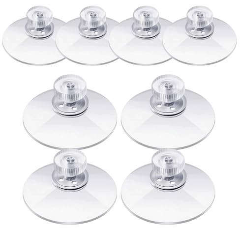 8 Pcs Suction Cups, 40mm Clear Suction Pads,Plastic Sucker Pads, Suction Holder with Knurled Nut Window Suckers for Glass Mirror Window Wall Door and Other Smooth Flat Daily Hanging