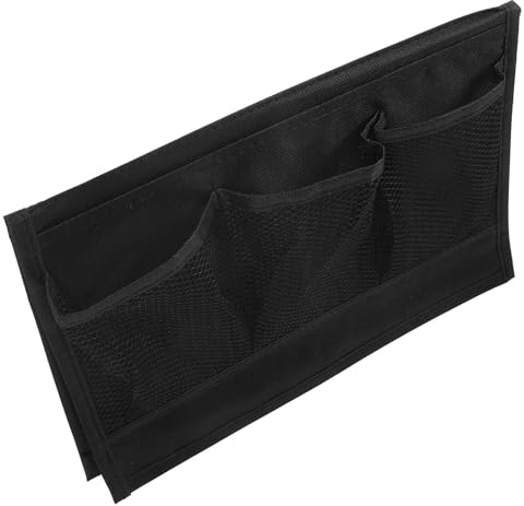 SWETRACE Organizador de Reposabrazos de Tela para Sofá en Color Negro Clásico, Bolsa Colgante Multifuncional para Almacenamiento de Mandos, Revistas y Objetos Diversos en Sala, Dormitorio