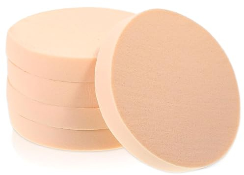 5 st rund makeupsvamp, mjuk latex makeupsvamp för alla hudtyper platt kosmetiskt verktyg för torr och våt användning.