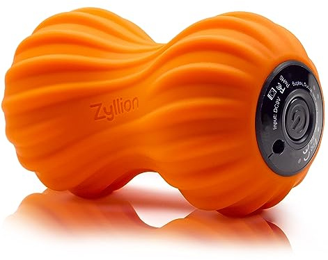 Zyllion Vibrating Peanut Massage Ball with 4 Modes - Cordless Rechargeable Electric Deep Tissue Massager Roller for Muscle Pain Relief, Orange, ZMA-30