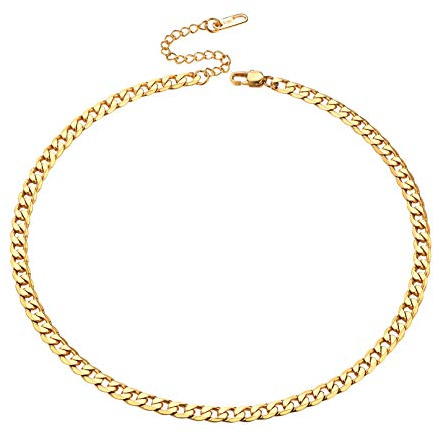 Bandmax Chaîne Doré Courte Maille 4mm Collier Ras de Cou Femme Plaqué Or 36+5cm