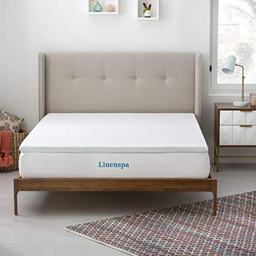 Linenspa Matratzen Topper 160 x 190 cm, 5cm hoch – Matratzenauflage mit Gel Memory Foam und waschbarem Bezug mit Reißverschluss – Öko-Tex, Weiß
