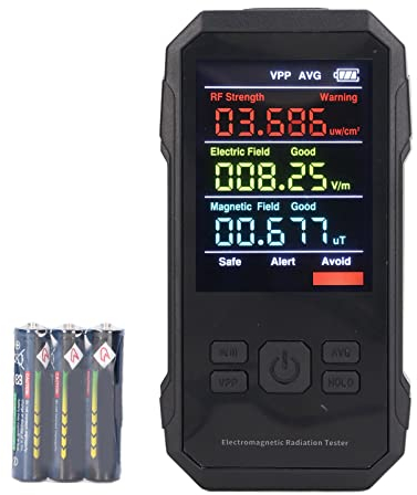 Luqeeg Detector de Radiaciones Portátil, Dosímetro Contador Geiger Digital Medidor de Radiación Electromagnética con Batería Monitor de Radiación RF para el Hogar, la Oficina, la Fábrica (Negro)