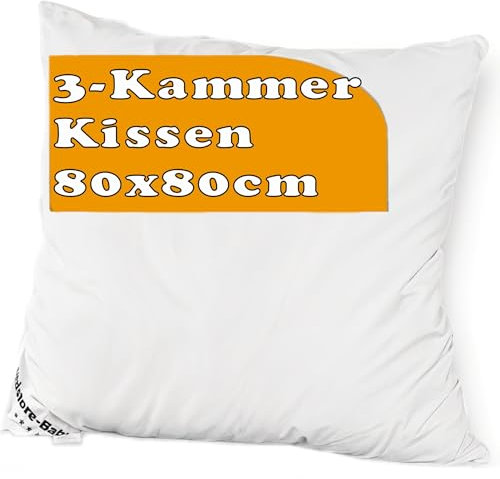 Dedstore Kopfkissen 80x80 Daunen 3 Kammer Kissen - Allergiker Bettkissen mit Gänsedaunen - Pillow 140 g/m² Bezug 100% Baumwolle - Daunenkissen Federkissen Füllung 1600g Naturprodukt