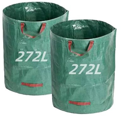 NestNook Gartenabfallsäcke, 272 L x 2er-Pack, robuste Abfallsäcke mit Griffen (je 272 L), wiederverwendbare Gartensäcke für Gartenabfälle, Schnittgut, Pflanzenreste, Gras und Blätter
