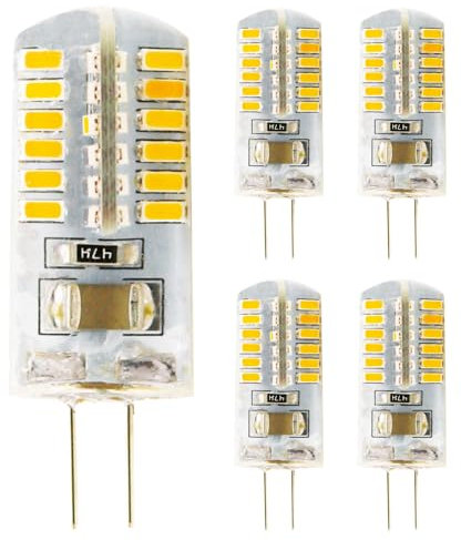 Lampadina LED G4 220V 4W, lampadine senza sfarfallio, Angolo a fascio 360 °, 400 Lumen, Non Dimmerabile (5 Unità, Bianca Calda)