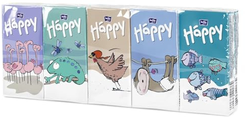 bella baby Happy Kinder Taschentücher Papier 3-lagig im 24er Pack (24 x 90 Stück), wunderbar weiche, saugfähige und reißfeste Papiertaschentücher
