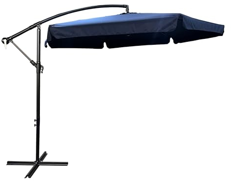 BDW - CYNIA Sonnenschirm 300 x 300 cm - für Garten, Balkon, Terrasse - Sonnenschirm mit Volant - Winkelverstellbar - Sonnenschutz, Outdoor Sonnenschirm Groß - Blau