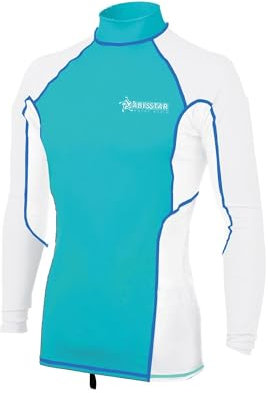 Abysstar Damen Maglia Donna Protettiva Con Maniche Lunghe In Lycra Uv 50+ Rash-Guard-Shirt, Blau/Grau, X-Large
