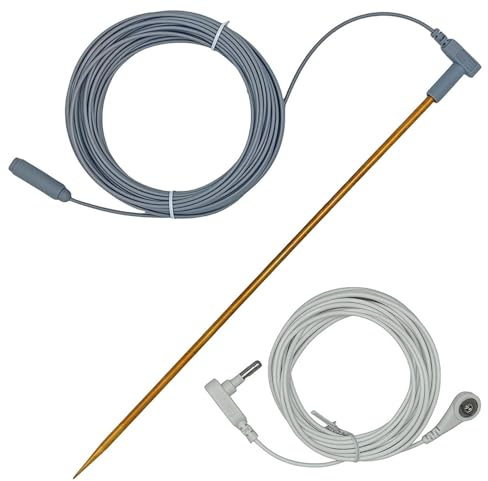 Copper Grounding Rod, 40 ft markrep, jordmarksprodukter, dekorativa grundtestare, 30 cm för jord, markjord, inomhus, utomhus, vit och grå färg