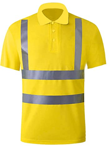 Herren Arbeits T-Shirt Kurzarm Warnschutz Arbeitskleidung, Reflektierendes Band Warnshirt Atmungsaktiv Warnschutzshirt, Poloshirt Arbeitsshirt Sichtbarkeit Hemden Workout Tops L-4Xl