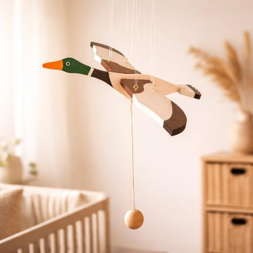 El Mercader del Mar - Móvil de Pato Decorativo Colgante de Madera con Alas Móviles Decoración Infantil