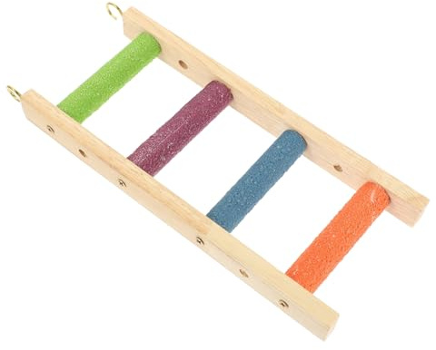 CVUTOVO Parrot Climbing Ladder Wooden Bird Toy for Small Medium Birds Hamster Cage Accessory Indoor Playground Sandpaper Wood 9.02X3.98X0.83 in