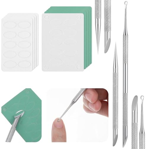 YBEATY Pre Nail Cuticle Pusher Treatment Care Pushers Tools Dual Ended Cuticle Remover with 100 Grit Sandpaper Sheets for Manicure Fingernails Toenails Pedicure Nail Art Foot Salon Dead Skin Home