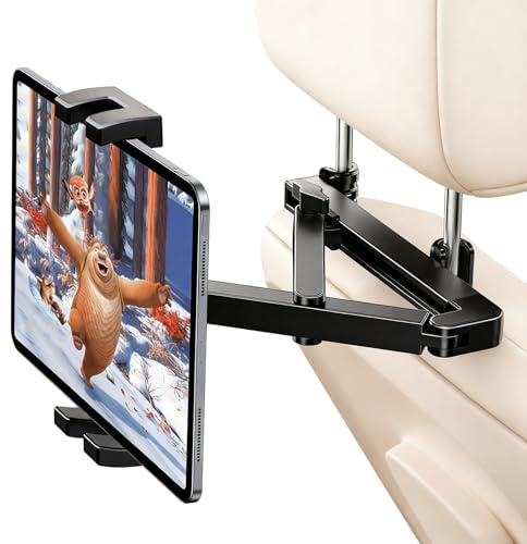 YGVQN ‌Supporto Tablet per Seggiolino Auto‌, [Struttura Triangolo Stabilizzante] ‌Porta Tablet per Sedile Posteriore‌, Pieghevole 360°Rotazione ‌Supporto Auto per iPad/Switch/Phone 4.7-10.5 Pollici