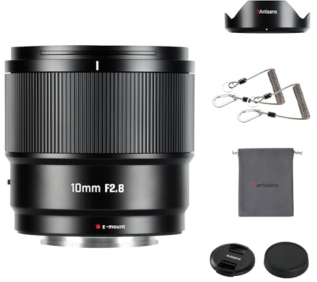 Obiettivo grandangolare 7artisans AF10mm F2.8 APS-C ampia apertura supporta apertura automatica/manuale e riconoscimento volti/occhi compatibile con Sony FS5/FS7/FS7M2/FS5M2K/A3000/A5000/A6000 (nero)