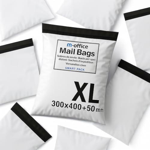 m-office Bolsa Envío 25 uds XL (350×450+50 mm) – Sobres envíos | Bolsas Ropa vinted | Embalaje Paquetes Shipping Bags | Envíos Online