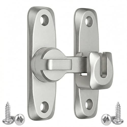 IGXX 90/180 Graders Vändbart Ladugårdsdörrlås – Silverfärgad Metallregel för Innerdörrar, Grindar, Skåp & Badrum – Robust Dörrbeslag med Rostskyddsbehandling (Silver, 75mm x 23mm x 4mm)