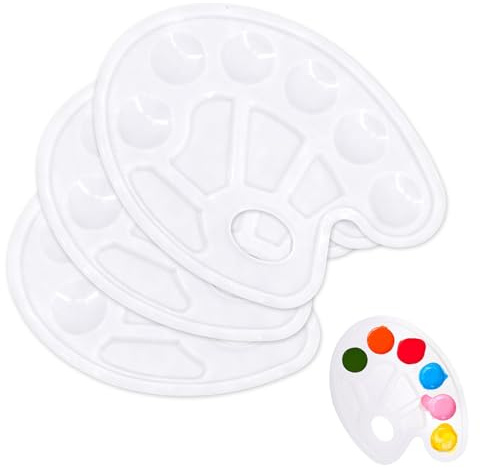 Zegnuem Mischpalette, Farbmischpalette Zum Mischen Farbmischpalette Mischpalette Acrylfarben Malpalette Aquarell Zubehör Oval Mit Griffloch 3 Stück Weiß Leicht Zu Reinigen Und Langlebig