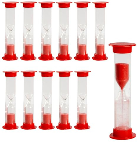 TENGWA Minuteur Enfant 12 Pièces Timer Enfant Apprentissage Sablier 1 Minute Lncassable Compact et Portable il est Idéal pour Le Brossage des Dents l'apprentissage par Le Jeu la Cuisine l'école et la