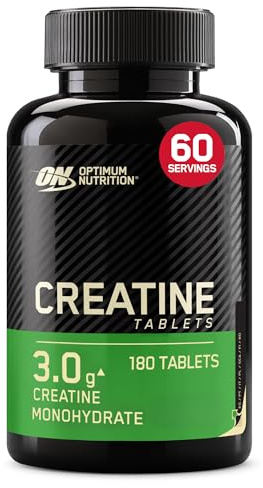 Optimum Nutrition Kreatin – 3 g Kreatinmonohydrat per Portion för att Stödja Prestation vid Högintensiv Träning – 60 Portioner (180 Tabletter) | Icke-aromatiserad, 60 portioner, 3 g kreatinmonohydrat, stöder prestanda under högintensiv träning