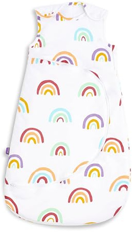 SnuzPouch Baby Sleeping Bag with Nappy Zip - For Easy Nappy Changes, Super Soft Cotton Sleeping Bags with Easy Fit Poppers, Meets British Safety Standard, Rainbow, 2.5 Tog 6-18M