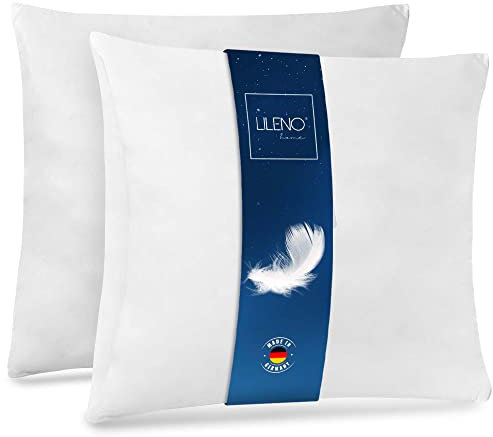 LILENO HOME Almohada de Plumas 40 x 40 cm [Juego de 2] - Perfecta para Dormir, Alérgicos y Niños