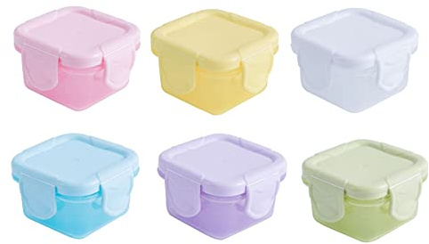 Small Plastic Pots,6 PCS Mini Weaning Pots with Lids Baby Food Storage Boxes Food Container Weaning Feeding Freezer Food Pots 60ML