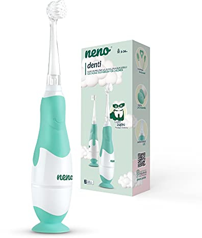 Neno® DENTI elektrisk babytandborste, spädbarn och; barn 3 m - 36 m, vattentät, 3 massagehuvuden, IPX7