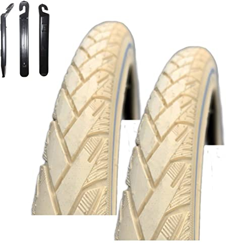 2 x Rexway Mencos Pannenschutz Fahrradreifen Creme mit Reflex 37-622 (28 x 1 5/8 x 1 3/8) inkl. maxxi4you Reifenheber