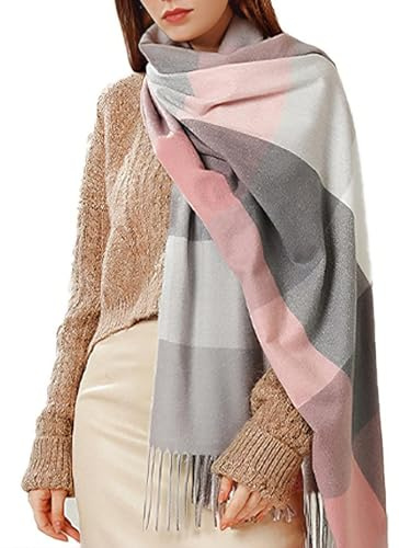 NLAND Bufanda Mujer Invierno Bufanda Grande Pañuelos Cuello Mujer Fular Mujer Bufandas para Mujer Suave y Cálido (Rosa, Una talla)