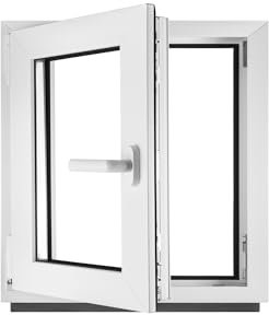 Fenster Kellerfenster Kunststofffenster Kunstoff weiß BxH 50 x 50 cm DIN Links - ALLE GRÖßEN - 3 fach Verglasung BxH 500 x 500 mm - Funktion Dreh-Kipp - BauPlaza