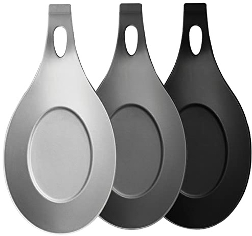 Ssiyiya 3 PCS Silicone Spoon Rest, Cooking Utensil Rest, Kitchen Silicone Spoon Holder Heat Resistance Ladle Spoon Holder for Stove Top, Cooking Spoon Rest for Cooking Spatula Spoons