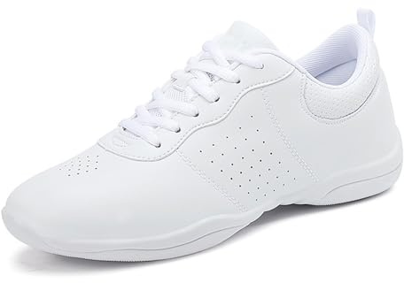 Cheerleading Baskets de Danse Baskets Confortables Chaussures Respirantes pour Dames Chaussures de Danse Légères et Respirantes Chaussures pour Dames pour Gym Sport Aérobic Cheerleading (Blanc)