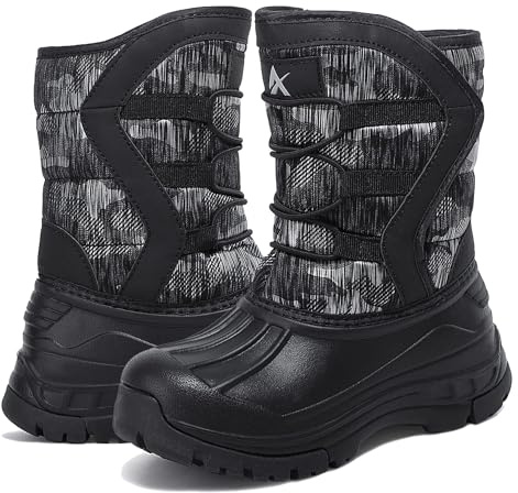 TORISKY Enfant Bottes d'hiver Garçons Filles Chaude Doublé Anti-dérapant Bottes de Neige(T5-Black 33EU)