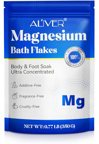 Magnesium Sleep Flakes, Mineral Bath Flakes, Cleansing Bath Salts, Support Symptoms of Magnesium Deficiency. Soothe & Support Muscle Tension, Sports Injury Prevention,320g