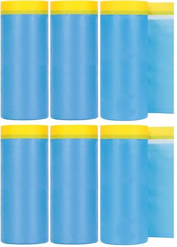 WOPPLXY 6 Rouleaux Protection Peinture Transparente, 110cmx20m Bache Protection Peinture, Baches Peintures de Protections Sol avec Ruban Adhésif
