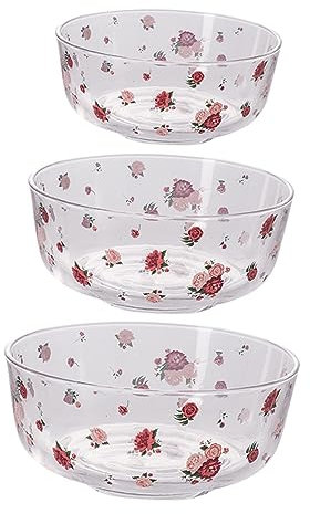 Mikinona 3piezas Ensaladera De Hogar Tazón De Vidrio Tazones para Servir Comida Tazón De Fruta Tazones De Arroz para Ensaladas y Frutas