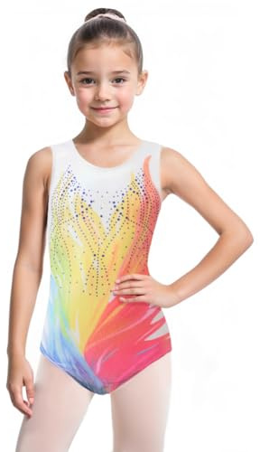 ROYAL SMEELA Maillots de Gimnasia para niñas Maillot sin Mangas strass Leotardo Baile Niña