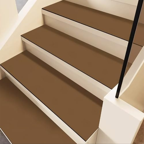 BeiJingYZ Tappeti Scale Tagliabile, Moquette Adesiva per Gradini in Legno, Coprigradini per Scale Interne per Interni con Fondo in Gomma Antiscivolo, Autoadesivo Senza Colla(Brown,90x90 cm/35x35 in)