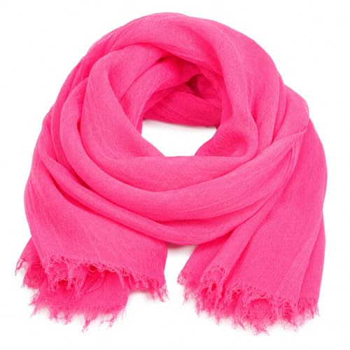 KARL LOVEN Femme - Foulard - Froissé - pashmina - écharpe - cache-col, Rose Fuchsias, 1m90