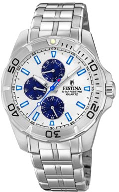 Festina Herren Multi Zifferblatt Quarz Uhr mit Edelstahl Armband F20445/1