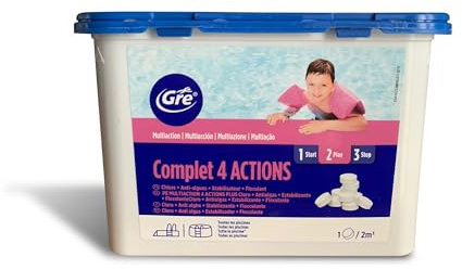 Gre 76032L - Trattamento a base di cloro 4 Azioni 1 KG - pastiglie da 20g