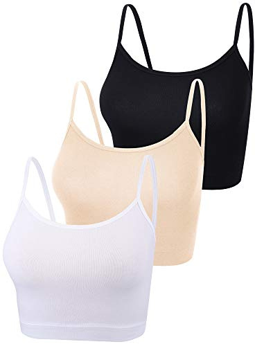 BOAO, Canottiera Corta Sportiva da Donna, Crop Top, con Spalline Sottili, Confezione da 3 Pezzi, M