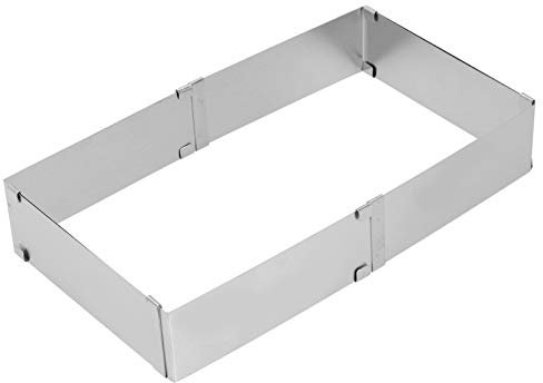 BORDSTRACT Square Adjustable Cake Mould, Stainless Steel Mousse Cake Mold Square Cake Ring Cutter Baking Frame Mould Baking Cake Tin for Mousse Cakes Tiramisu (Large (16 ~ 28cm))