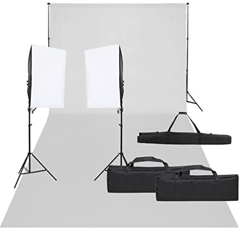 vidaXL Fotostudio-Set mit Beleuchtung und Hintergrund, Studio-Kit, Tageslicht-Lampe, Studio-Beleuchtung-Set, Studio-Licht, Fotografie-Licht