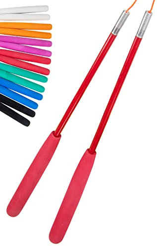 Juggle Dream SuperGlass Fiber Diabolo Handsticks med snöre - dessa Jonglerande Diablo handpinnar är designade för slipning och pinnar (röd)