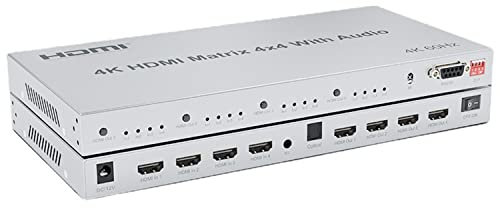 HDMI Matrix 4X4 4K @ 60Hz con estrattore audio – Switcher 4 in 4 Out HDMI 2.0 – Selettore Splitter Support HDR HDCP2.2 EDID